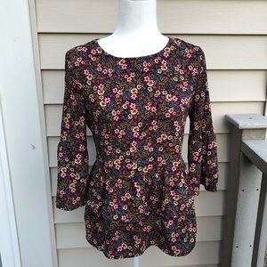Cute, Floral, Ruffle Puplum Top - Size S - 4/6
